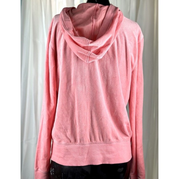 Victoria's Secret PINK Velour Soft Velvet Size Large Full Zip Hoodie Color Pink - Picture 5 of 14